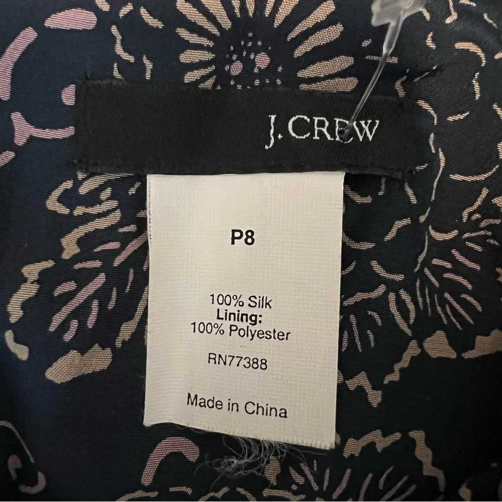 Vintage J Crew Blue Paisley Silk Midi Womens Sleeveless Dress Size petite 8